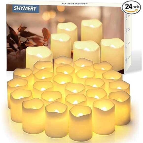 Flameless Votive Candles,Flameless Flickering Electric Fake Candle,24 Pack - Picture 7 of 7